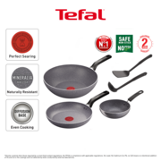 Tefal Natura 5PC Set (Wokpan 28CM+ Wokpan16cm + Frypan 24cm + Ladle & Spatula) | B226S5